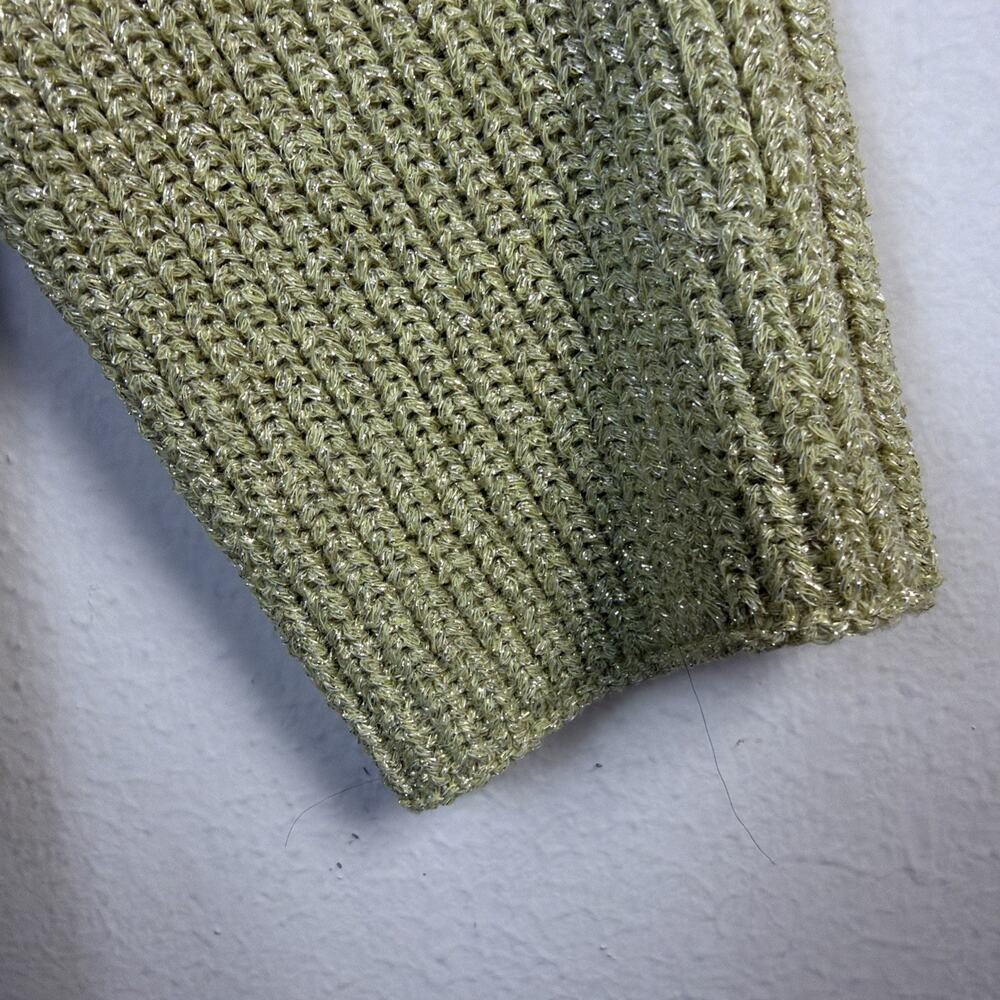 Chico's 2 Large shannon shine Metallic party Sweater Pullover Green festival NWT - Picture 8 of 14